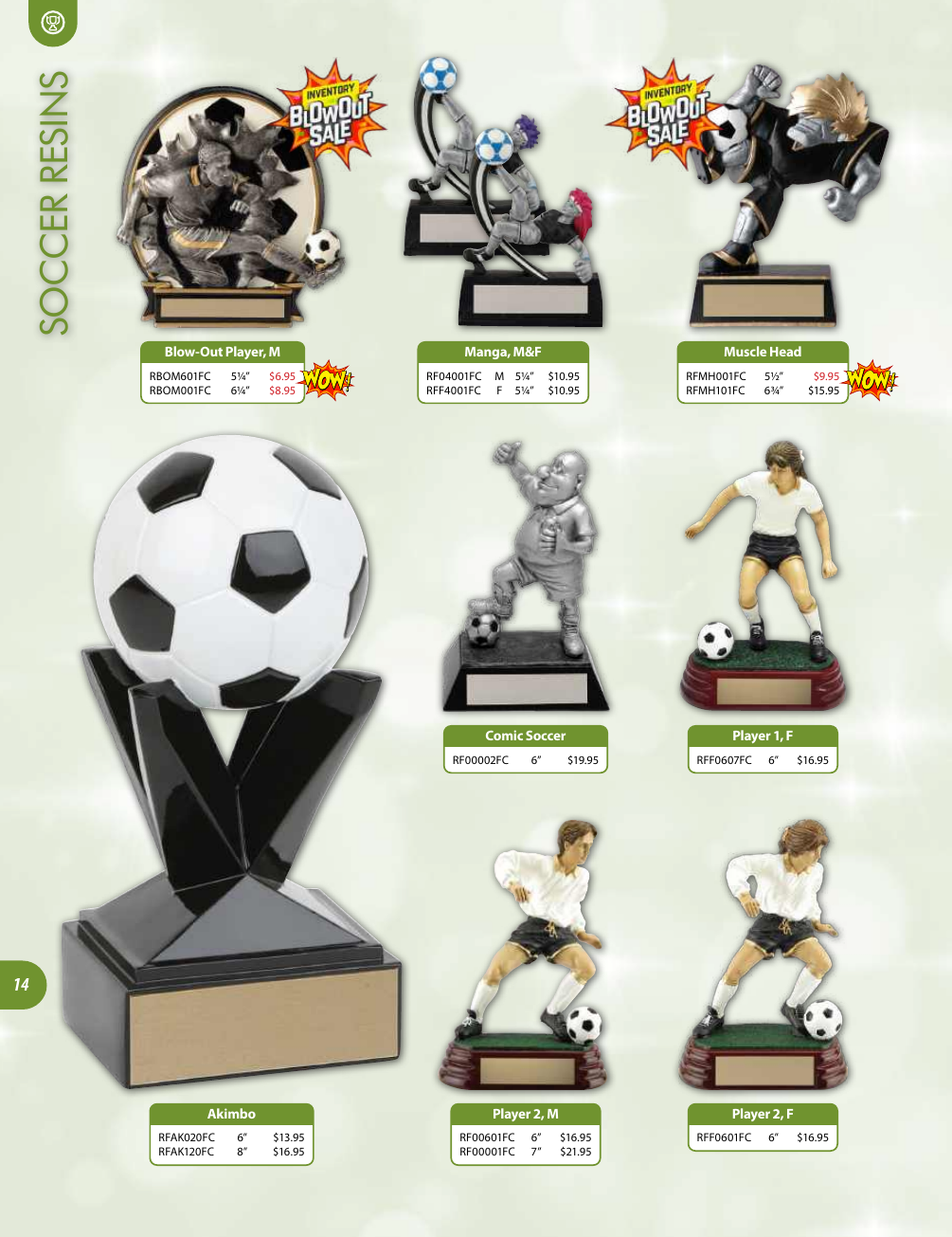 Official Supreme 2026 catalogue page showing the Blow-Out Player male soccer resin at upper left
